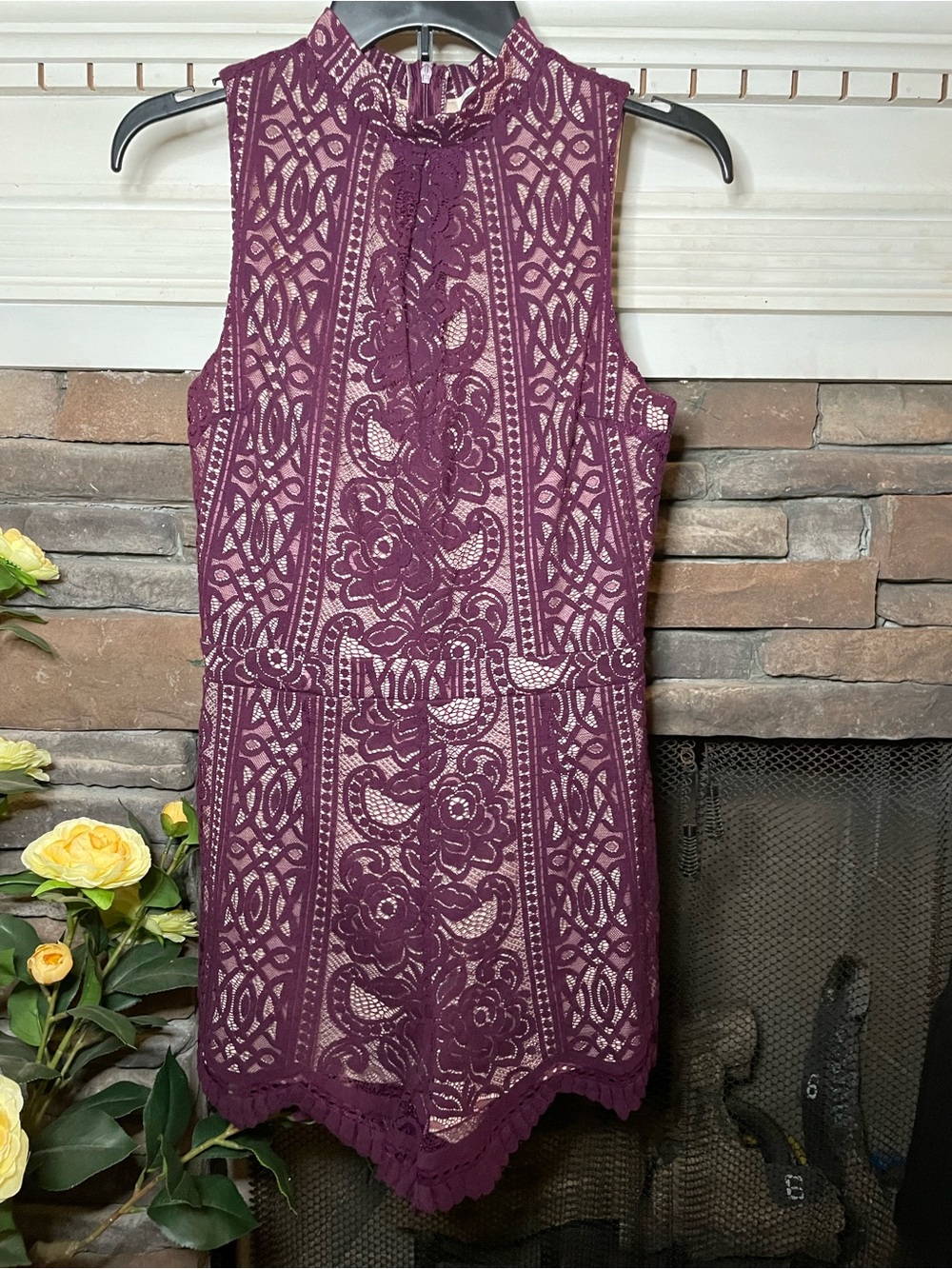 love FIRE Purple Lace Overlay Dress